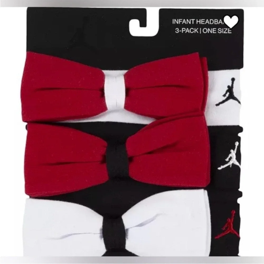 NEW Jordan Headbands Infant 0-6 Months 3-Pack Bow Logo Accessory